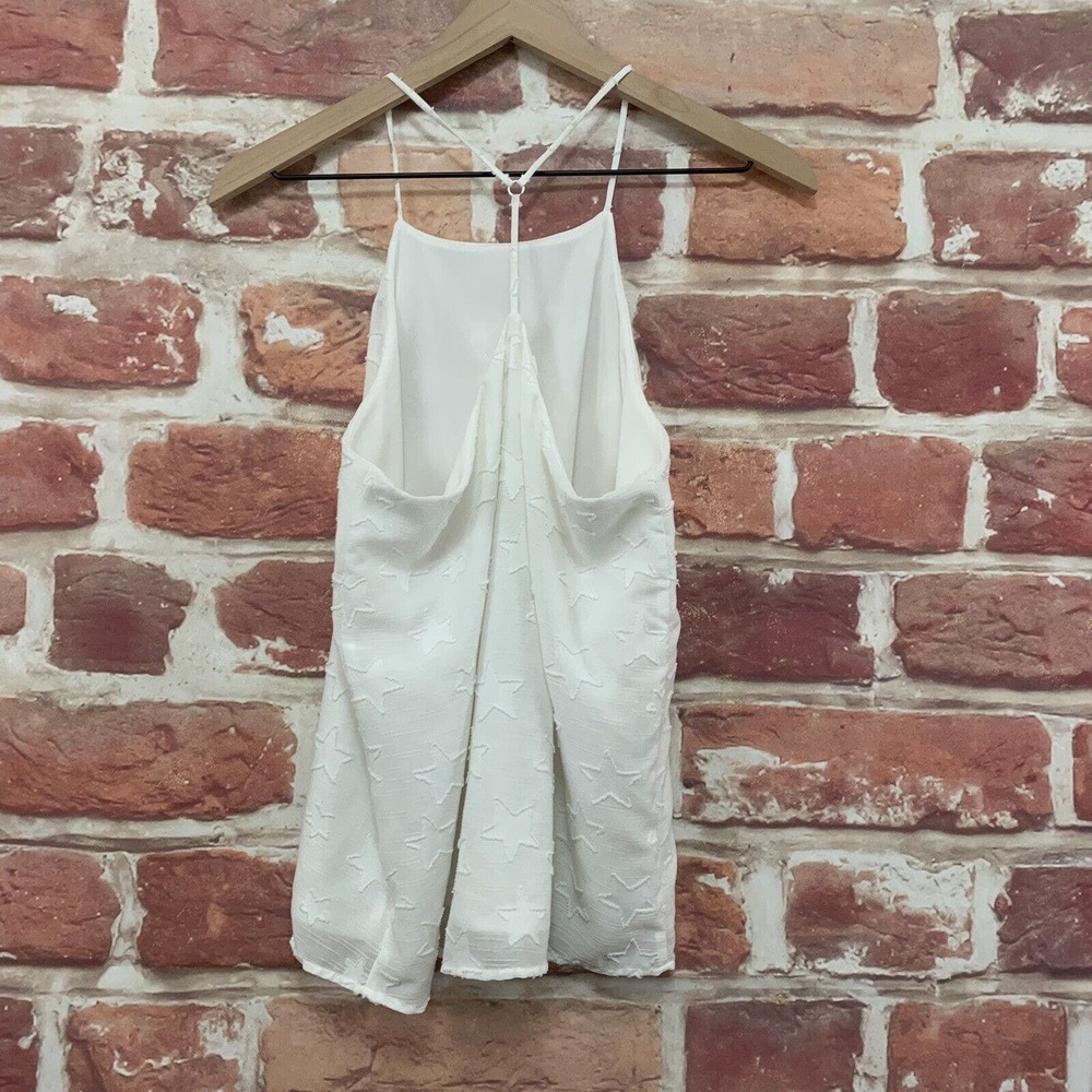 Socialite Top Women's White Distressed Stars Pullover Sleeveless Tank Shirt - Picture 4 of 8